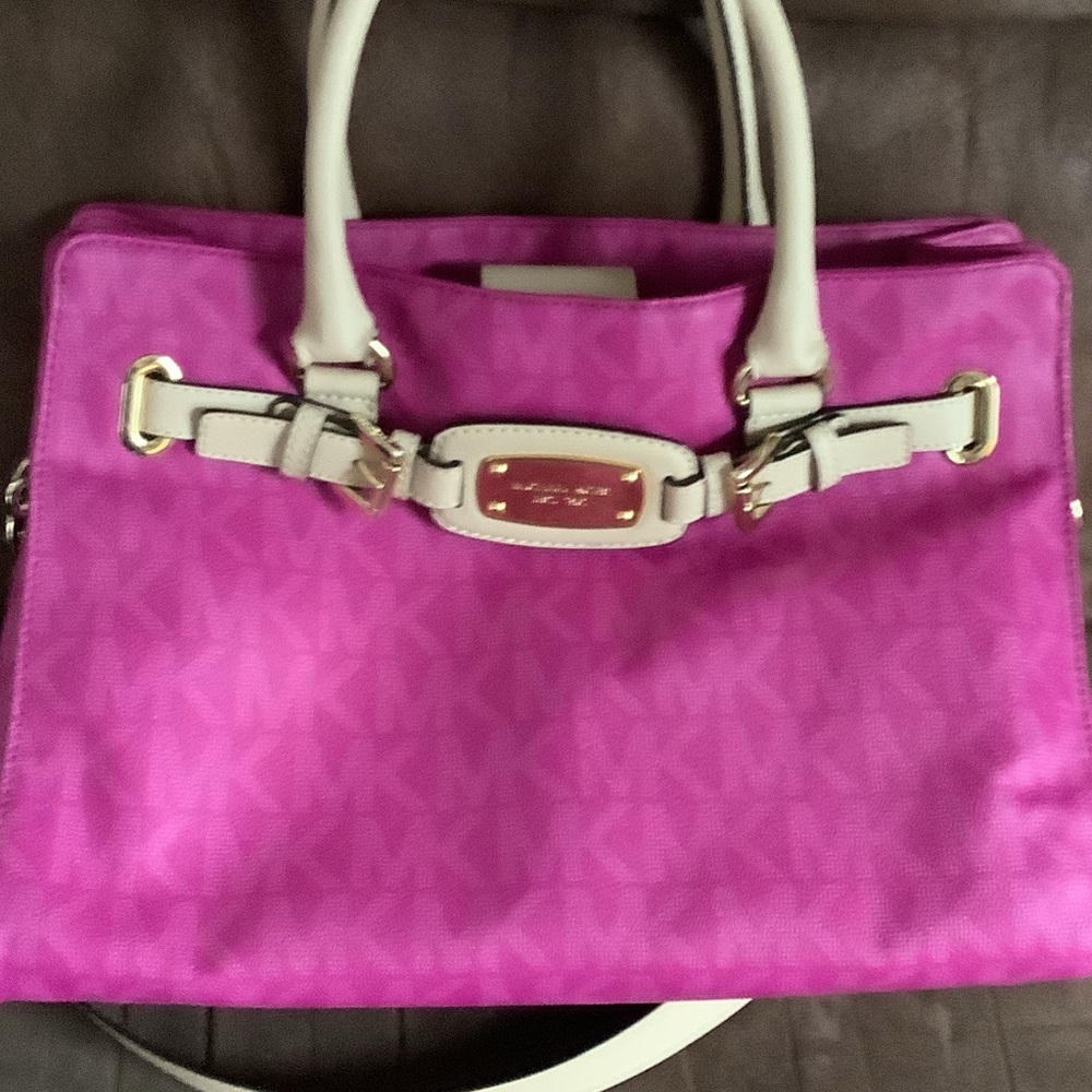 Michael Kors Fuchsia and White Satchel